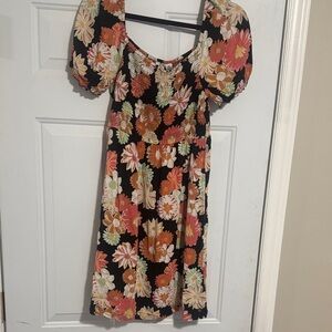 Roxy Size Large Floral Puff Sleeve Dress